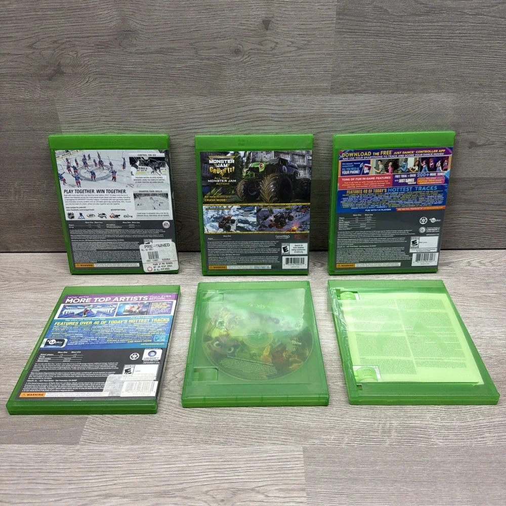 Xbox One Game Lot Of 6 Monster Jam, NHL 16, Just Dance 2017 2018,Spyro, NBA 2018